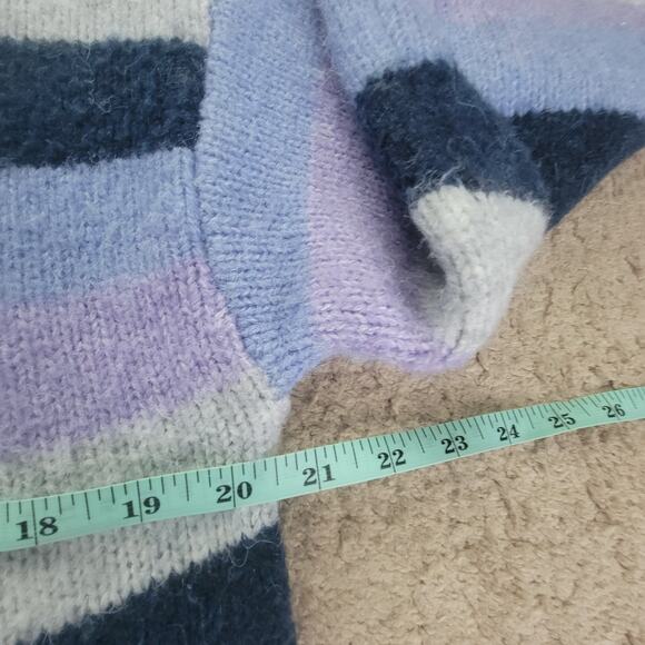 Sundry Sweater Womens S Striped Fuzzy Knit Cropped Pullover Soft Lilac Blue - Picture 5 of 11